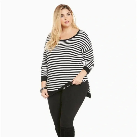 Torrid black & white Striped Sweater red heart elbow patches valentine plus size - Picture 3 of 13